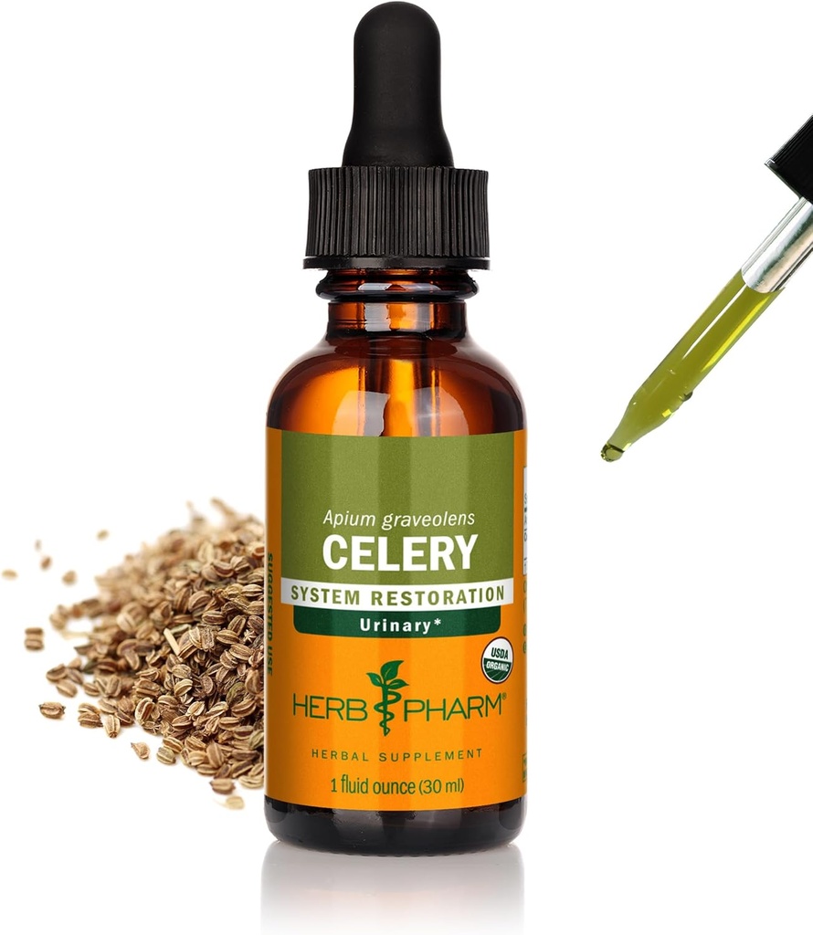 Herb Pharm Certified Organic Celery Seed Liquid Extract för Urinary System Support - 1 Ounce (090700000356)