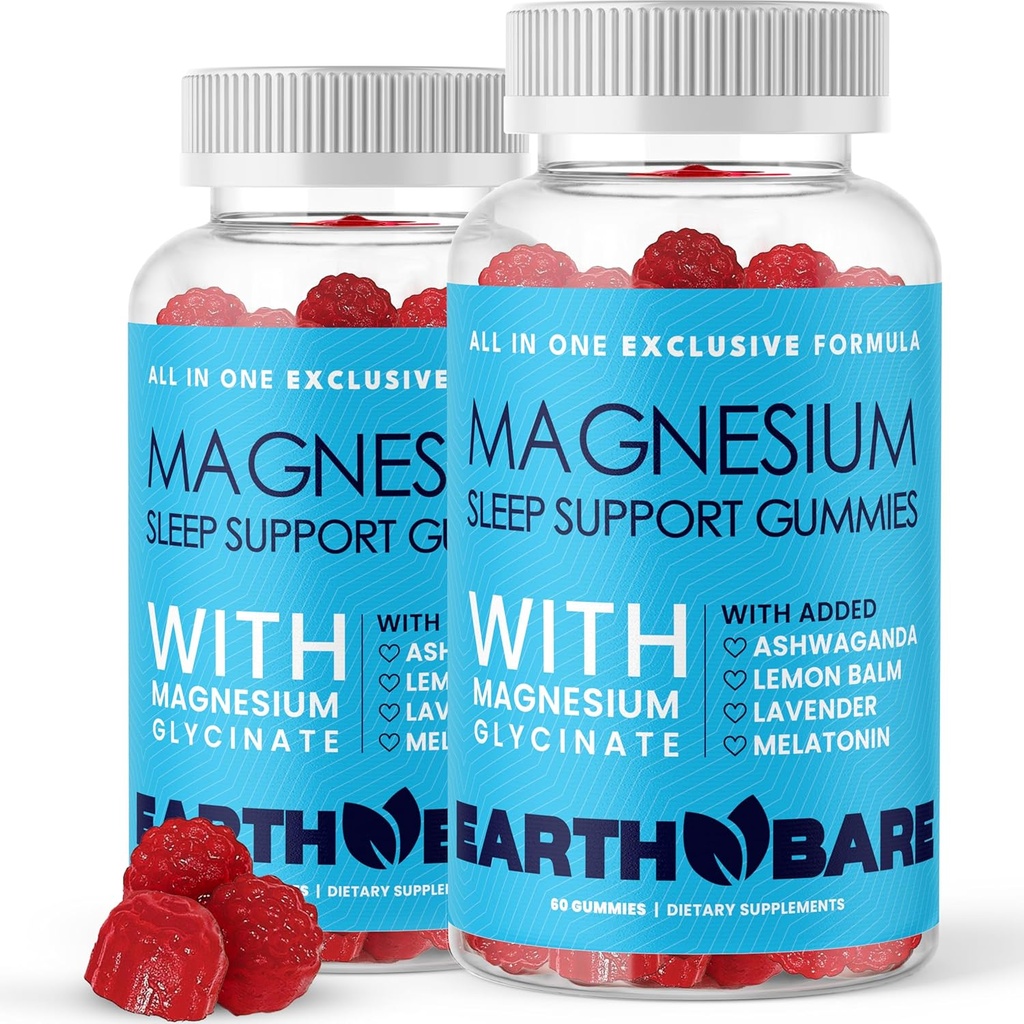 Schlafgummis mit Magnesium Glycinat, Melatonin, Ashwagandha und Lavender – Extra Strength Sleep Support Gummies, Magnesium und Melatonin Supplement, 120 Count, 2 Month Supply