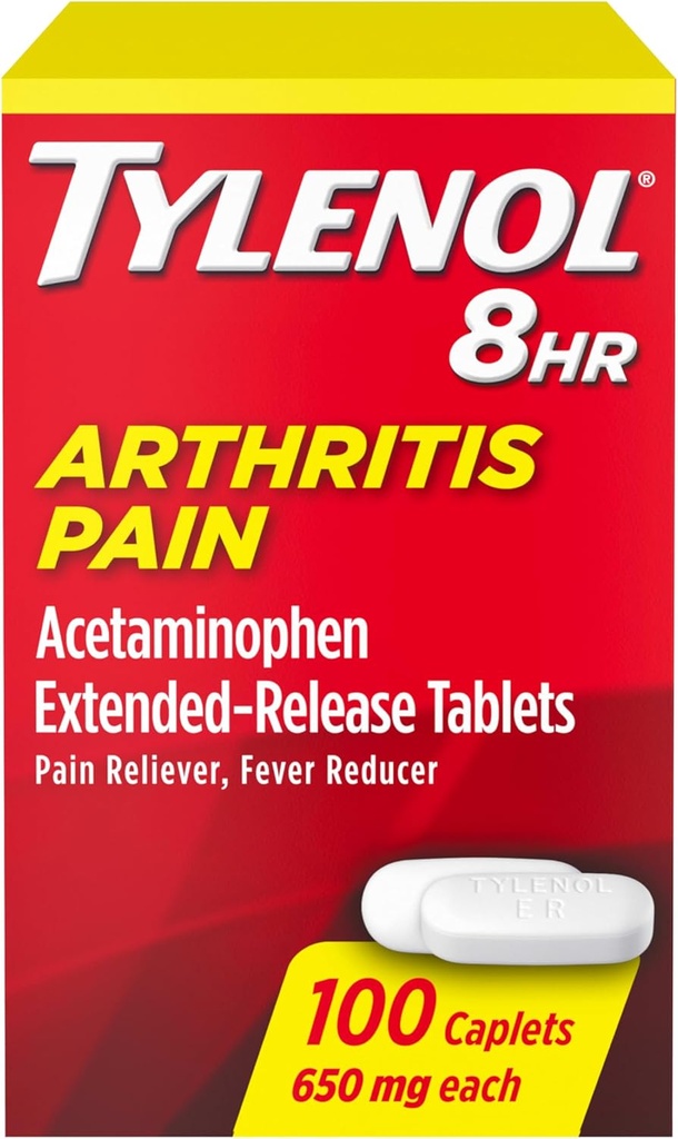 Tyleol 8HR Arthris capells บรรเทาปวด 650 mg actaminophen for mister arthris & Commitch chine, filter efiler, lefted on Stomaach, 100 ct