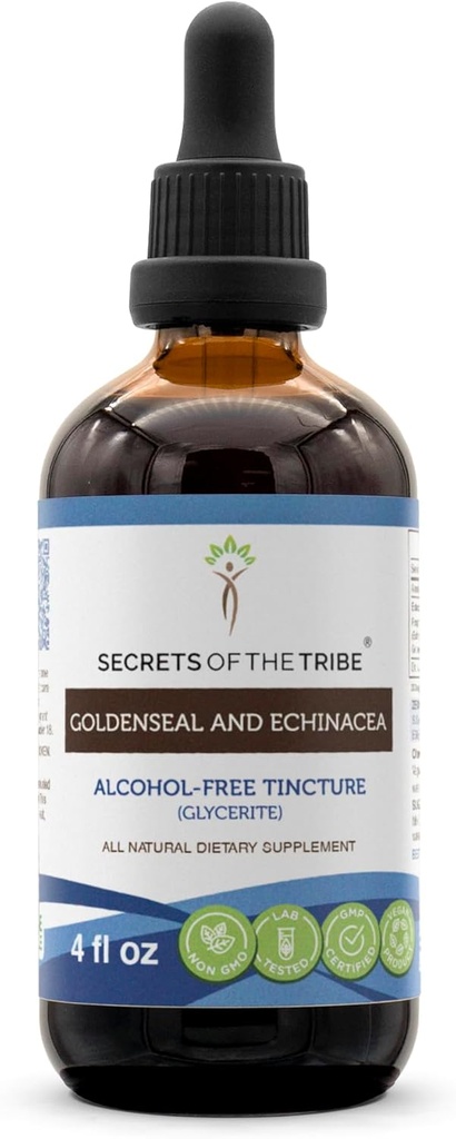 Secrets de la Tribe Goldenseal i l'Echinacea-Free- Alcolid, Hercs (Eschinacea Root (Echinacea Purapur), Goldenseal Root (Hydistis Canadis)) Tincure (# FLZ)