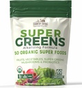 Country Farms Super Greens Natural Flavor, 50 Bio Super Foods, USDA Organic Drink Mix, Obst, Gemüse, Super Greens, mit Fiber, Pilze & Probiotics, unterstützt Energie, 60 Servietten, 900g