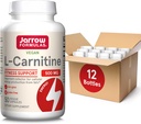 Jarrow Formulas L-Carnitina 500 mg, Supliment alimentar, Suport pentru producția de energie celulară, 50 Capsule Veggie, 50 zile de aprovizionare Daily (Pachet de 12)