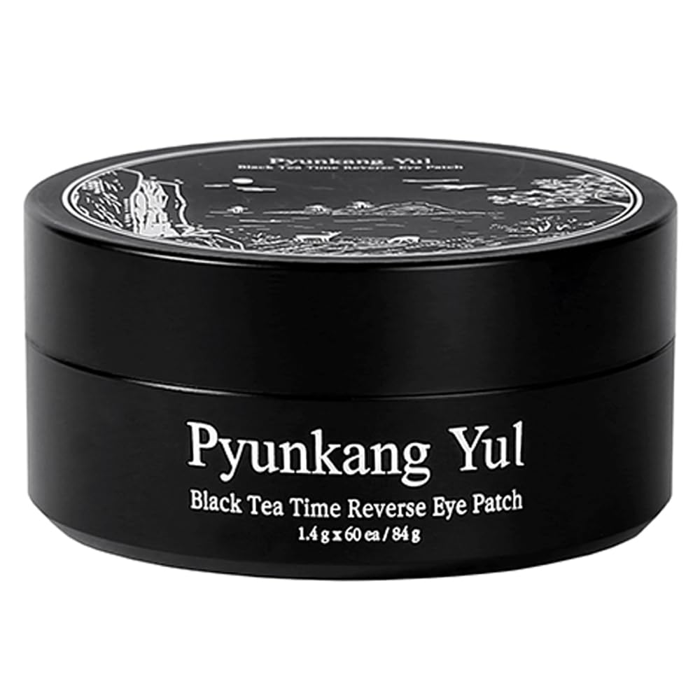 Pyunkang Yul PKY Black Tea Time Reverse Eye Patch for anti-aldring, dyp nourishing med lav molekylær kollagen, mørke sirkler og fin linje omsorg med Kombucha, koreansk hudpleie (30 par)