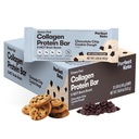 Perfect Collagen Protein Bars, Gluten Free Grass Fed Collagen + MCT Масло, низкий уровень углеводов, без добавления сахара, высокие белковые закуски, кето-диеты, 11 г белка, 18 г жира, 3 г чистых углеводов, шоколадный чип, 12 баров