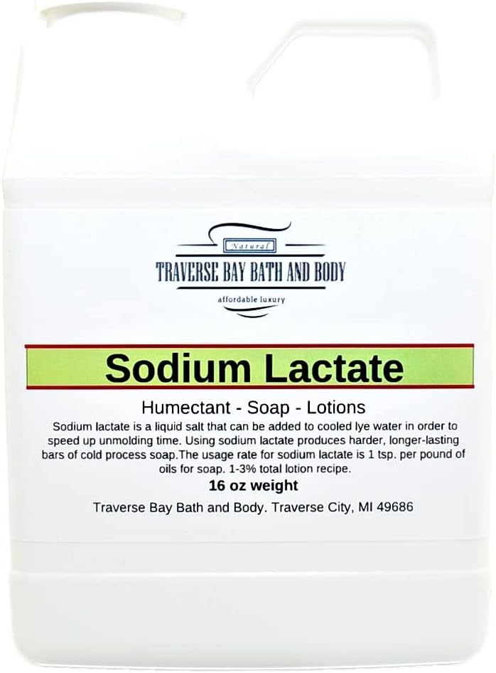 Traverse Bay Bath and Body Lactat de sodiu, 16 OZ, Container sigilat. 60% concentrare USP Conservator Natural realizat în SUA