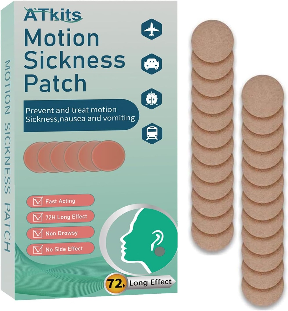 40PCS Motion Sickness Patches, Anti Nausea Sea Sickness Patch for Cruise, No Side Effects for Car and Boat Rides, Ships, Cruise and Airplane & Other Forms of Transport - for Adults and Kids (40PCS)