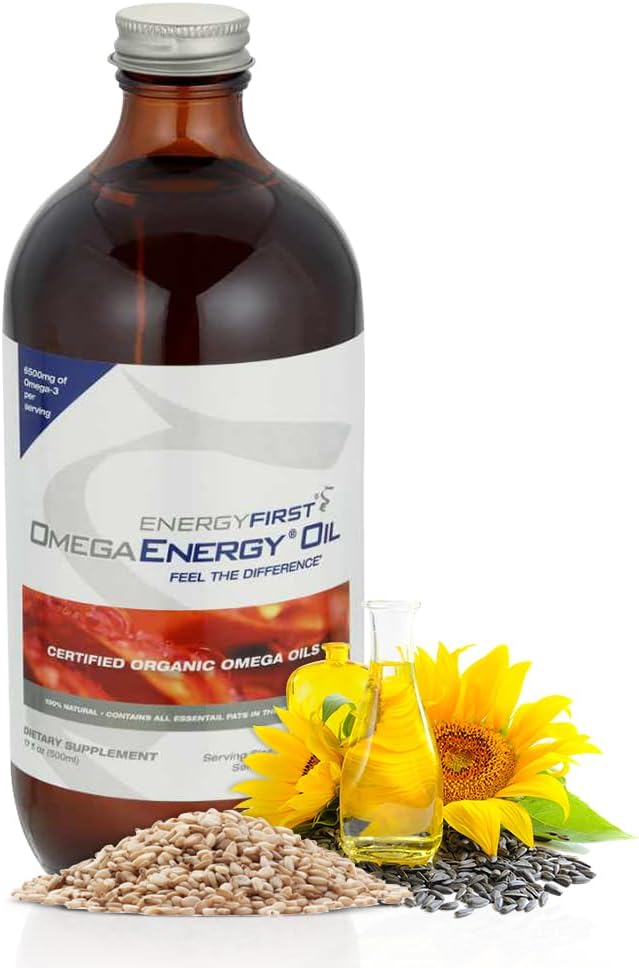 EnergyFirst Omega Energy Oil - Omega 3 &amp; 6 supplement with Flaxseed, Sunflower, Sesame & Pumpkin Seed Oil, Vegan Antioxidant " 12oz