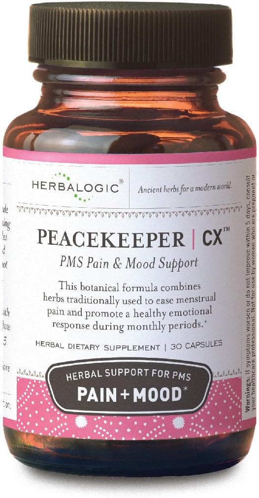 Herblogic - Peacekeeper CX Herb Kapselit - Vähentää PMS liittyvät mood Swings - Vähentää Kramppeja ja kipua liittyvät kuukausia - Sisältää Turmeric & Corydalis - 30 Cap Count