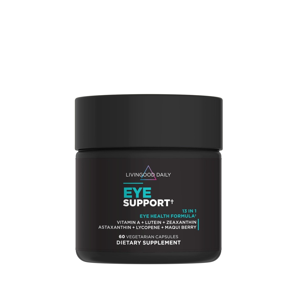 Livingood Daily Eye Support, 13-in-1 Vision Supplement with Lutein, Zeaxanthin, Astaxanthin, Vitamin A, Lycopene, Maqui Berry & More, Promotes Healthy Eyes, Blue Light Protection, Vegan, 60 Capsules