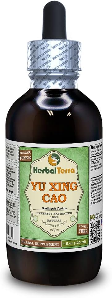 Yu Xing Cao (Houttuynia Cordata) Gliceritas, džiovinta žolė Alkoholio neturintis skystas ekstraktas (prekinis pavadinimas: HerbalTerra, Proudly Made in USA) 4 fl.oz (120 ml)
