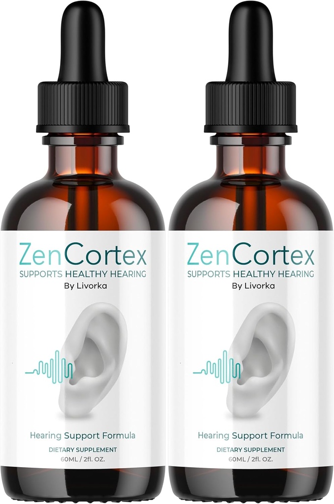 LIVORKA ZenCortex kvapky, Liquid Supplement for Ear Health, podporuje zdravý sluch, 2 fľaše na 60 dní - balenie 2