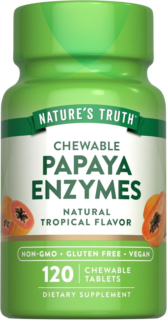 (原始内容存档于2018-07-25). Nature's Truth Papaya Enzyme Chewable Tables 120 Counter QQ Vegan, Non-GMO & Gluten Free Supplement for Digestion QQ 天然热带火焰