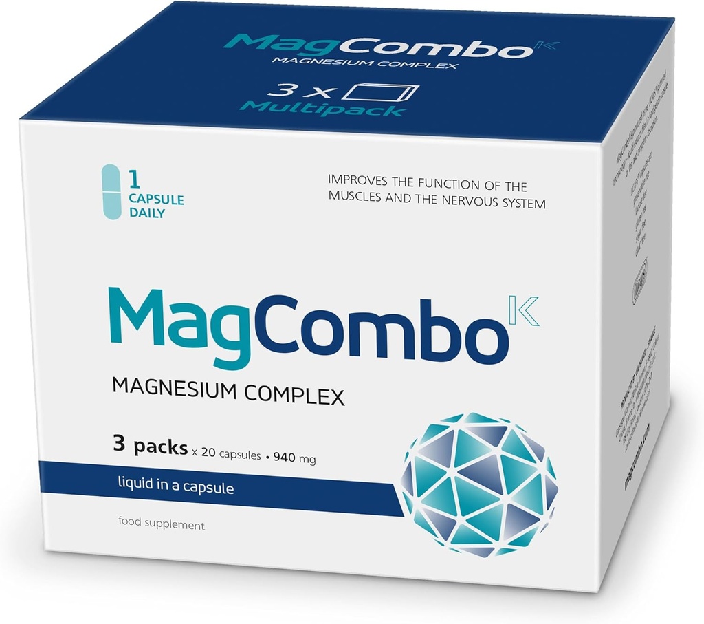 MagCombo - Tempd Magnezyum Pure, Special Oil Formula for maximum Abhidrasyon, Vitaminler ile zenginleştirilmiş .2, .6, .12 ve CHE, sadece 1 Capsule Daily. (Pack of 3)