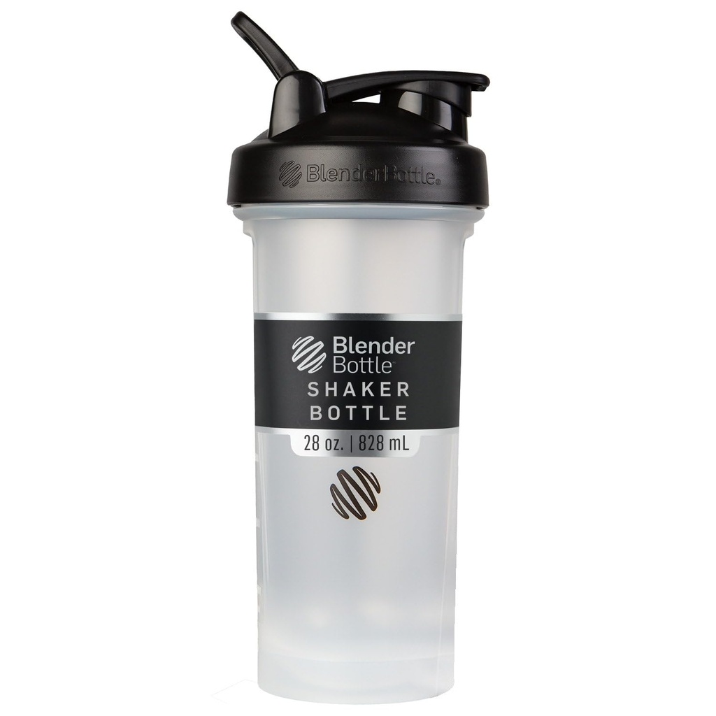 BlenderBottle Classic V2 Shaker Bottle Perfect for Protein Shakes and Pre Workout, 28-Ounce, Clear/Black