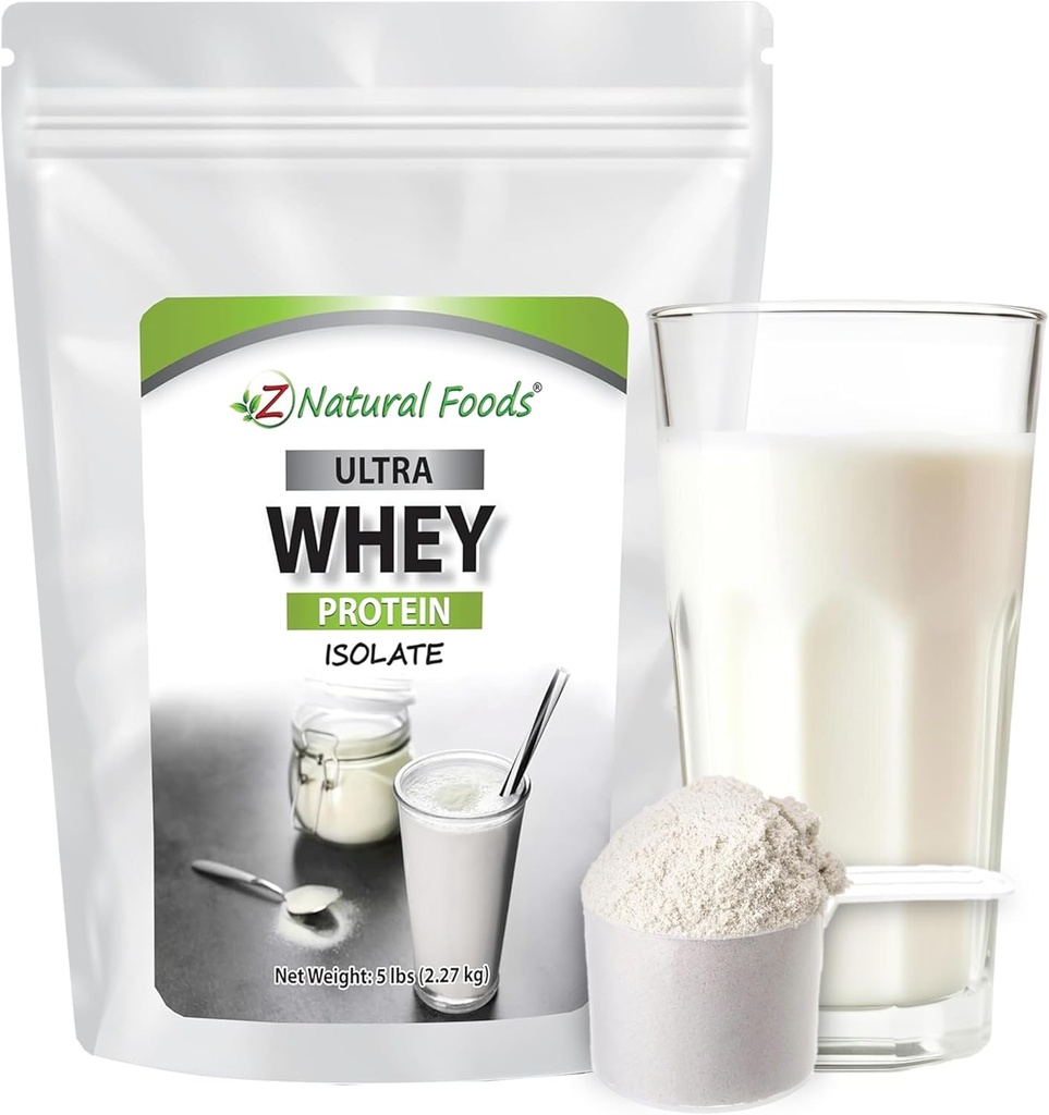 Z Natural Foods Ultra Whey Protein Isolate Powder - Reines, Unflavored, Unsweetened Whey Protein Powder - Flavorless Whey Isolate mit Vitalproteinen für Fitness, Sporternährung, Immununterstützung, 5 lb