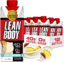 Cos de Lean a punt per a les quincalles Pina Colada Protein, 40g Protein, Whek, 0 Sugar, Guten Free, 22 vitamines i Madals, 17 Oz (Pck de 12)