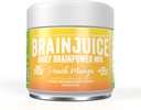 BrainJuice Nootropics Brain Support Supplement, Gluten Free Powder for Energy and Focus, Drink Mix with L Theanine, Alpha GPC, B bitamina, Organic Green Tea Extract Caffeine, Peach Mango, 15 zerbitzatu