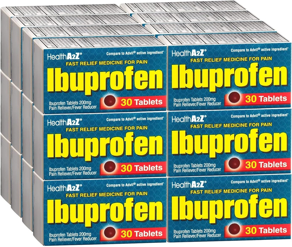 HealthA2Z Ibuprofen Caplets 200mg ) Pain Reliever | 24 Packs of 30 Tablets (720 Tablets Total) ) Value Pack | NSAID