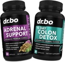 DR. BO Adrenal Support & Colon Cleanse Supplement - Adrenal Fatigue osagarria Ashwagandha eta L Tyrosine-rekin - 15 eguneko heste garbigarriak Bowel Mugimendurako eta Gut Stomach Garbiketarako