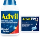 Advil Pain Reliever e Fever Riduttore, Ibuprofene 200 mg per il sollievo del dolore - 300 Conte, Advil PM Pain Reliever e Nighttime Sleep Aid, Ibuprofene per il sollievo del dolore e Citrato di difenidramina - 2 Conte