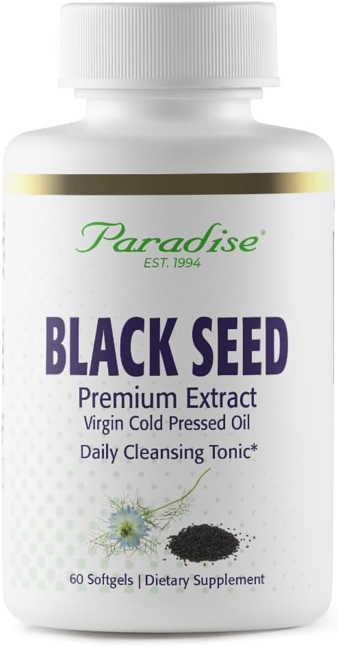 Paradise Black Seed Oil, Antioksids, Immune Supporting, Super Potent, Ultra Pure, Vegan, Non GMO, Gluten Pulsuz, 60 Softgels