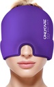 ONLYCARE Migréna Relief Cap, Soothing Bolest hlavy Klobouk, Upgraded Odorless Gel Ice Head Wrap, Hot and Cold Therapy, Heache Ice Pack for Tension and Stress (Purple)