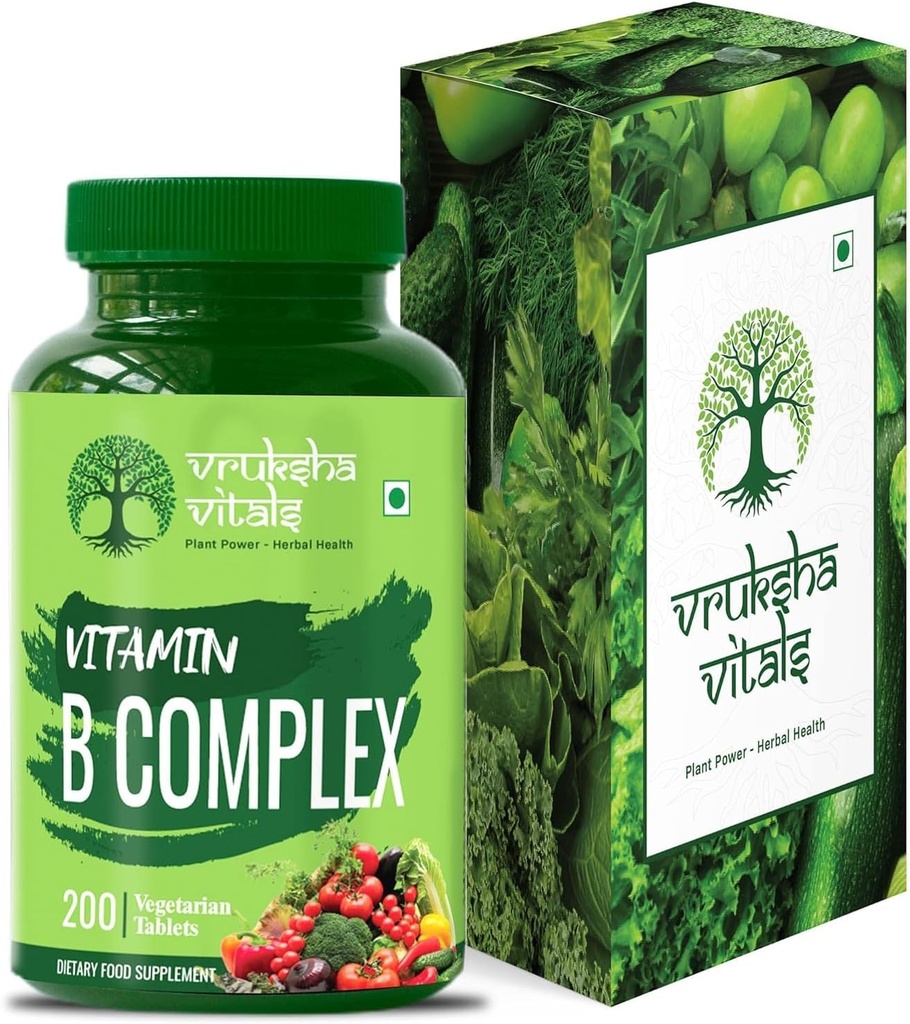 Complejo Genérico de Vitamina B 100% RDA - 200 Tabletas/Capsules - B Suplemento de Vitaminas (B1, B2, B3, B5, B6, B7, B9, B12), Verde