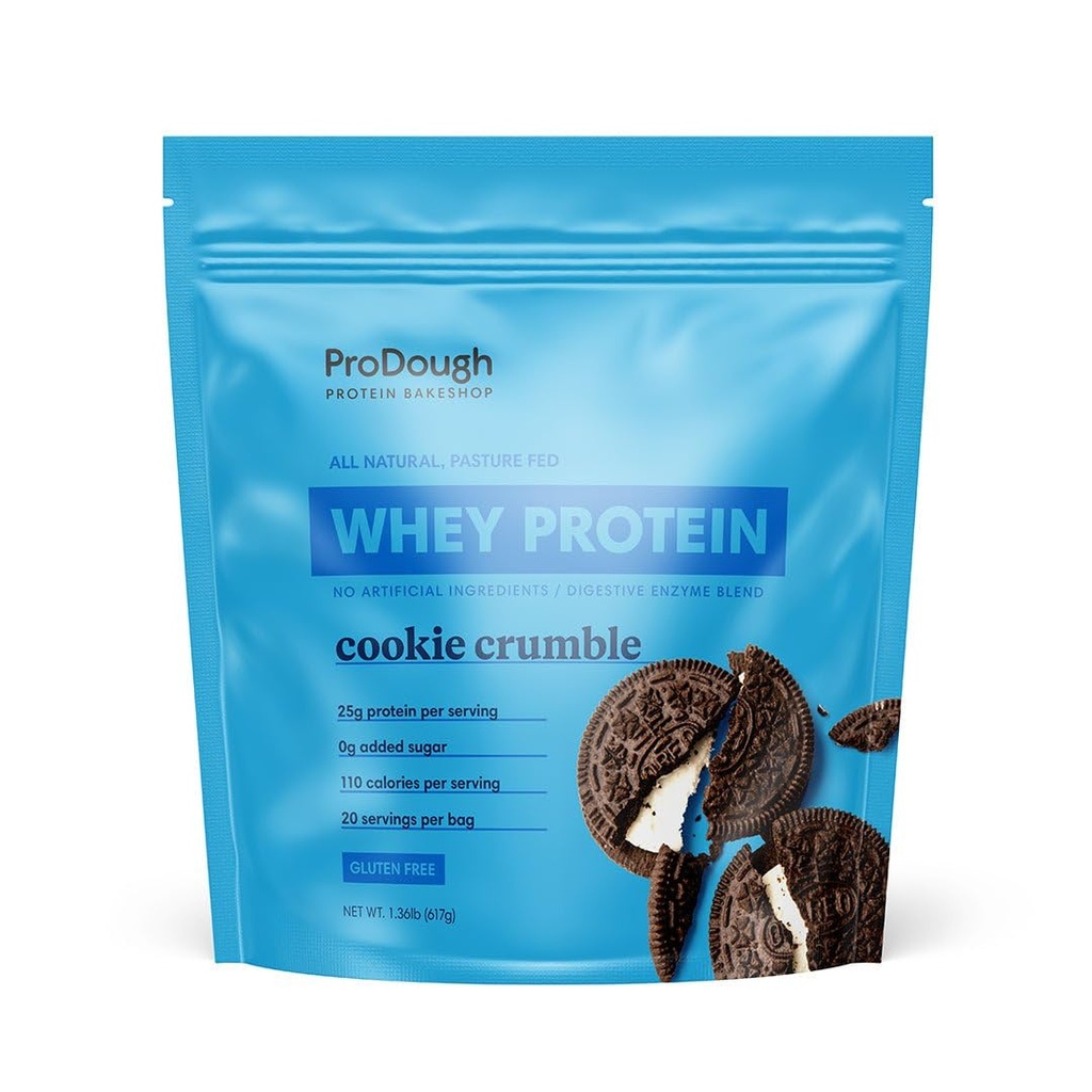 ProDough Gourmet Whey Isolate Hydrolized Protein Powder for Shake Mix- Easy Digest Enzyme Blend, 25g Protein per Serving, Natural Ingredients, Gluten Free, Keto Friendly (Cookie Crumble)
