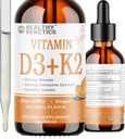 Šķidrs vitamīns D3 K2 Plus Vitamīns K2 MK-7 - 5000IU D vitamīna šķidruma pilieni -- Kauli -- Imūns -- Sirds veselība -- Boost Enerģija 2oz