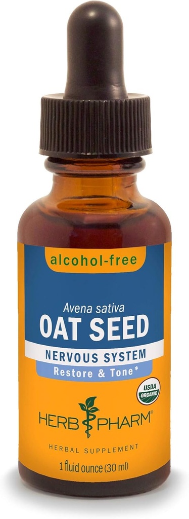 Herb Pharm Certified Organic alkohol-free Oat Seed Glycerite for Nervisive System Support - 1 Fl Oz (Pack of 1)