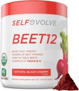 Beet Root Powder Organic 5000mg med vitamin B12 (Methylcobalamin) og spor mineraler i Natural Black Cherry Flavor, 0g tilsat sukker - Vegansk Kosttilskud (30 Servere)