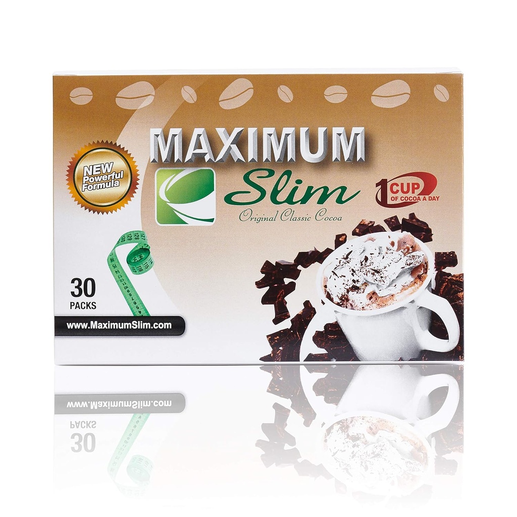 Maximális Slim Premium Instant Cocoa - Creamy, Delicious 4- in1 Formula természetes növényi kivonatok energia és vitalitás, maximális elégedettség és íz. Nincs mellékhatása (Laxative- Free) -USA Made, 30 Ct