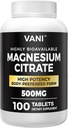 Magnesium Citrat 500MG 100 tabletter- Vegansk trygt, høy absorpsjon