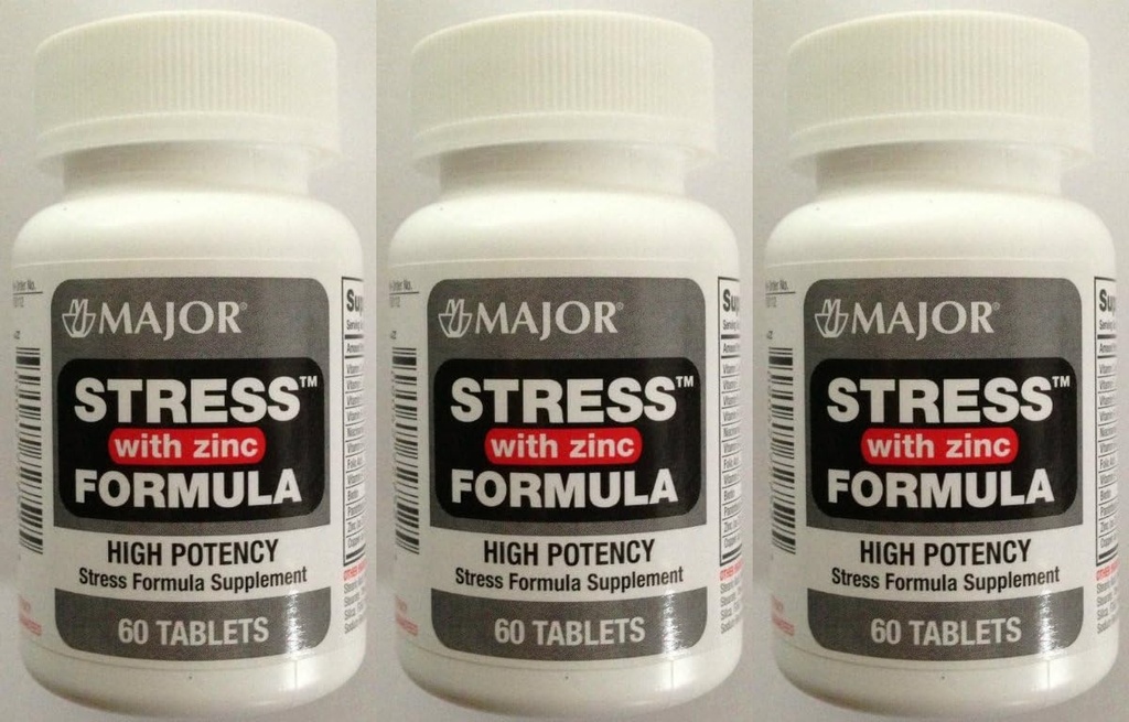 Rugby Multivitamin with Zinc Stress Formula - Dietary Supplement - 60 Tablets (3 Pack)
