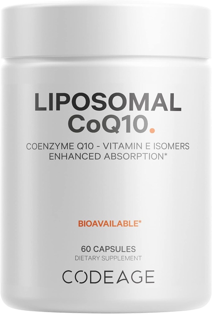 Kodējums Liposomālais CoQ10 Papildinājums - 125 mg Koenzīms Q10 ar E vitamīna izomēriem Tokoferoli - 2- mēnešu padeve - 1 kapsula Per Servē - Liposomālā piegāde - Vegan, Non-GMO, Bez lipekļa - 60 kapsulas