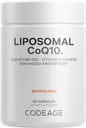 Codeage Suplemento lipossomal CoQ10 - 125 mg Coenzyme Q10 com vitamina E Isomers Tocoferols - 2-Month Supply - 1 cápsula por serviço - entrega lipossômica - Vegan, Não-GMO, Gluten-Free - 60 Cápsulas