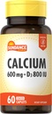 Sundance Calcium 600 мг с D3 | 60 каплетами | Вегетарианский, не ГМО и безглютеновый добавки