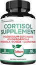 Satoomi 8in1 Cortisol Magnesium Glycinate, Ashwagandha, Rhodiola Rosea, Lions Mane & More - Cortisol Reducer Supplement Men & Women - 60 kapsulak