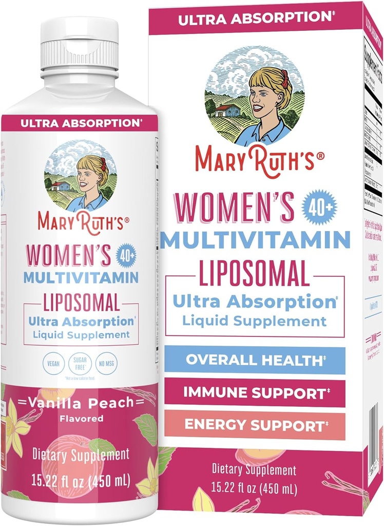 MaryRuth Organics Multivitamin for kvinder 40 +, Womens Multivitamin Liposomal, Immun Support, Energy Supplements & Sleep Aid, Vegan, Sugar Free, Non- GMO, 15.22 Fl Oz