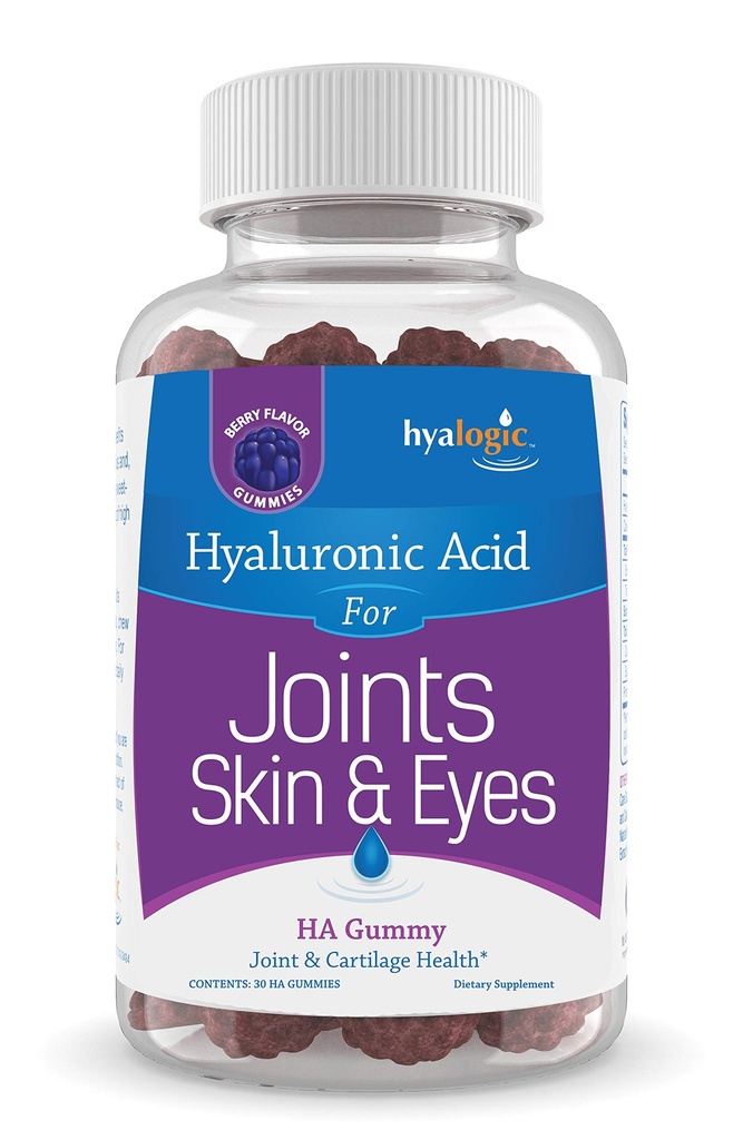 Hyalogic Hyaluronic Acid Gummies – Supplement for Joint, Skin & Eyes – Mixed Berry Flavor – Gummy Vitamins for Women & Men – Gluten-Free, Non-GMO, 30 Count