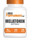 BulkSupplements.com Melatonin 10 mg Softgels - Melatonin for Adults, Sleep Supplement - 10mg Melatonin per Serving, Gluten Free, 1 Softgel per Serving, 120 Count (Pack of 1)