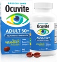 Okuvite 50+ Očné vitamíny a minerály, Multivitamín pre videnie a očné zdravie s Omega-3, Zinok, Vitamíny C & E, luteín a zeaxantín, Zinkové doplnky pre ženy a mužov, 90 Softgels