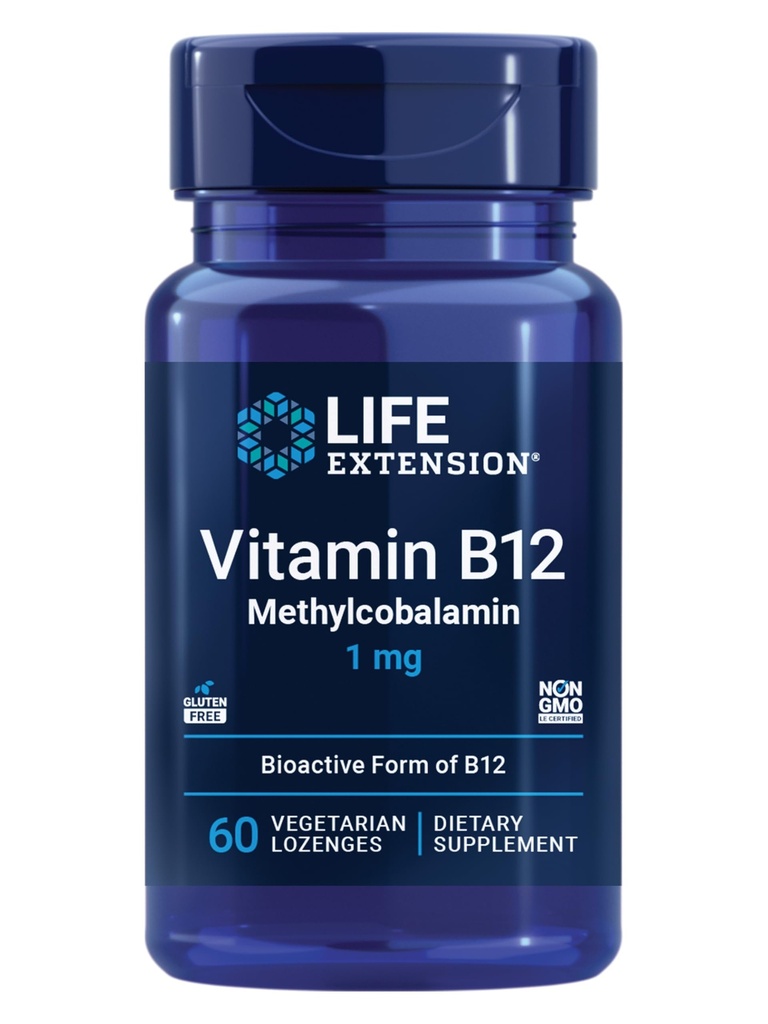 Life Extension Vitamin B12 Methylcobalamin, Nerve Health Supplement, Cognitive Support, Energy Vitamin, methylcobalamin B12, 1 mg, Quick-Dissolving, Vegetarian, 60 lozenges
