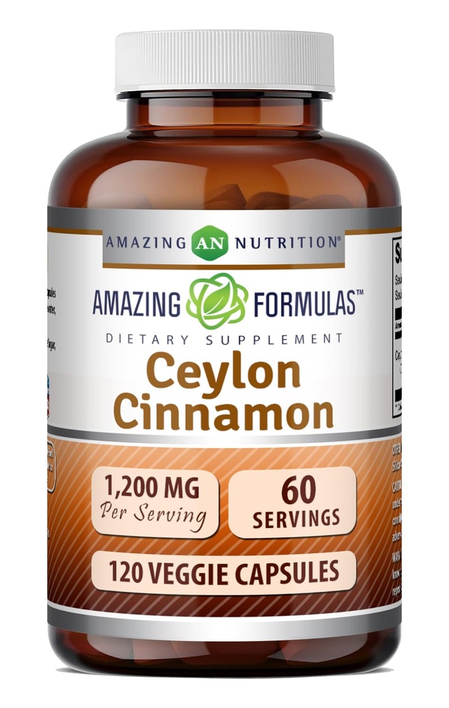 Amazing Formulas Ceylon Cinnamon 1200 Mg | Vegetarian Capsules | Non-GMO | Gluten-Free | Made in USA (1 Pack | 120 Count)