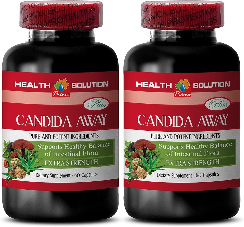Pilules de désintoxication naturelles - Candida Away Plus - Candida Quick Cleanse - Candida Support - Capsules de support Candida - Candida Cleanse Extra Strength - Candida Overgrowth - 2 bouteilles 120 Capsules
