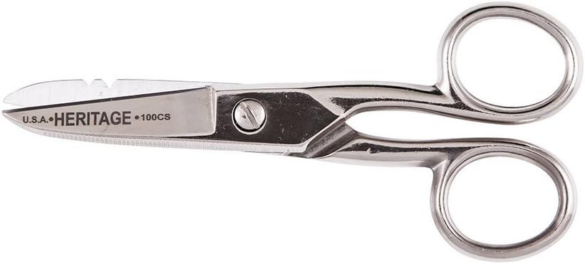 Công cụ Klein G100CS Scissors, made in USA, Điện văn Scissor với dao lò mổ và dao rèn, 5-1/4-Ich