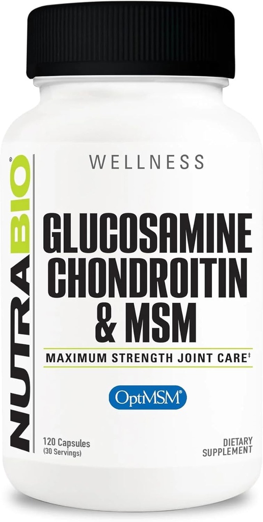 NutraBio Glucosamine Chondroitin & OptiMSM Supplement, Birləşdirmə Formula - 120 Kapsül (120 Count)