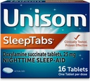 Unisom SleepTabs, Nighttime Sleep-aid, Doxylamine Succinate, 16 טבליות