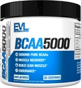 Evlution EVL BCAA Amino Acids Powder - BCAA Powder Post Workout Recovery Drink and Stim Free Pre Workout Energy - 5g Branched Chain Amino Acids Supplement for men - Nem ízesített