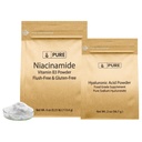 PURE ORIGINAL INGREDIENTS Hyaluronic Acid eta Niacinamide Bundle, Hainbat tamaina, Flush-Free, Fine Powders